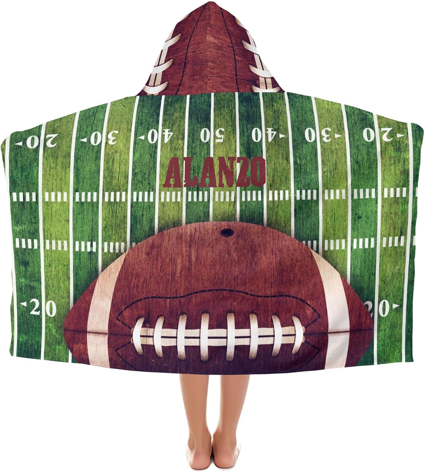 Hooded Towels for Kids 3-10 Yrs Retro American Football Field Kids Bath Towels Hooded Beach Towel Wrap Bathrobe Blanket Boys Gift for Shower
