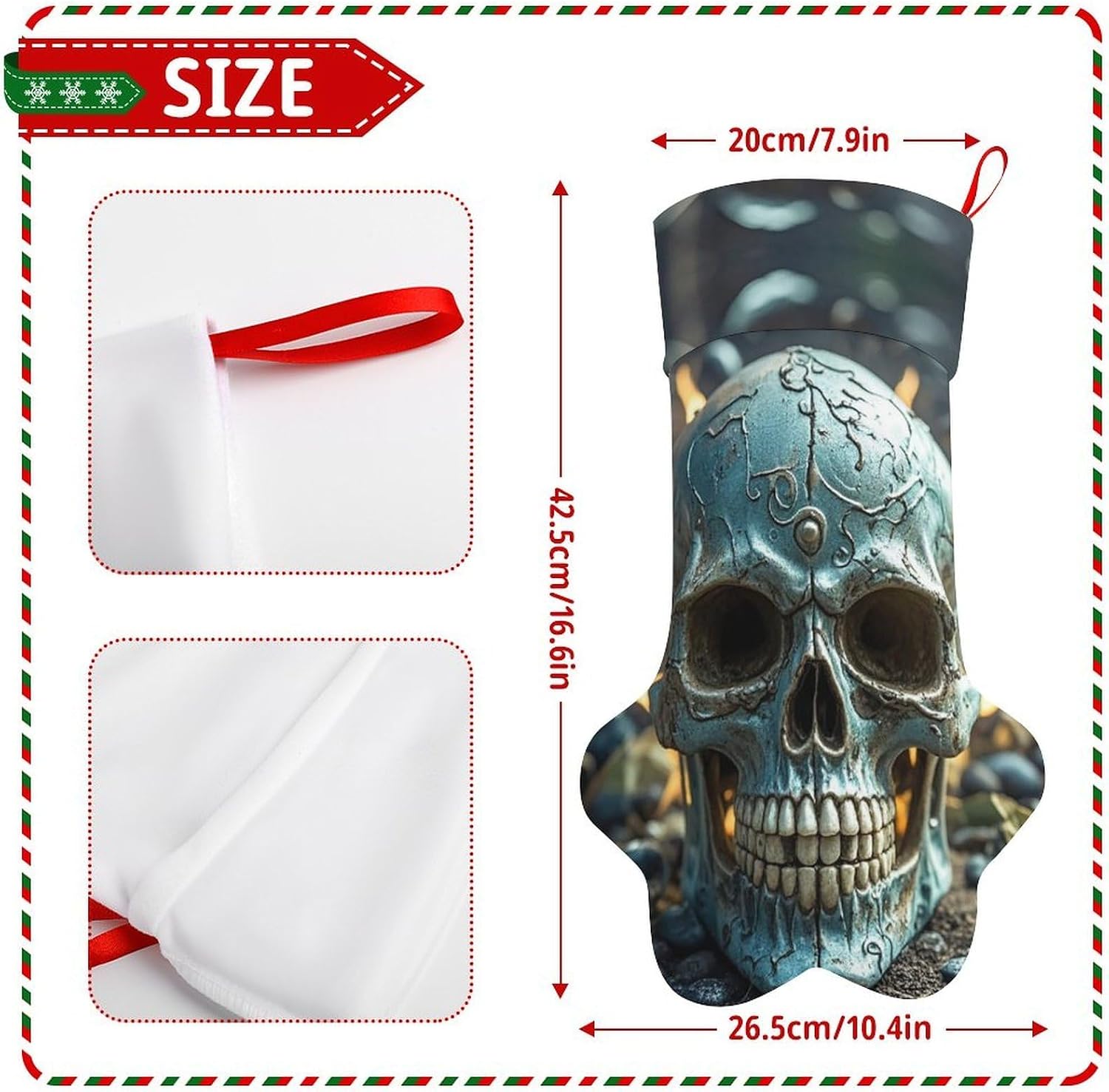 Cool Evil Skull Paw Shape Stocking Cute Candy Gift Toy Sock Personalized Dog Paw Christmas Stocking Xmas Hanging Stockings Holiday Decorations Stockings image 2