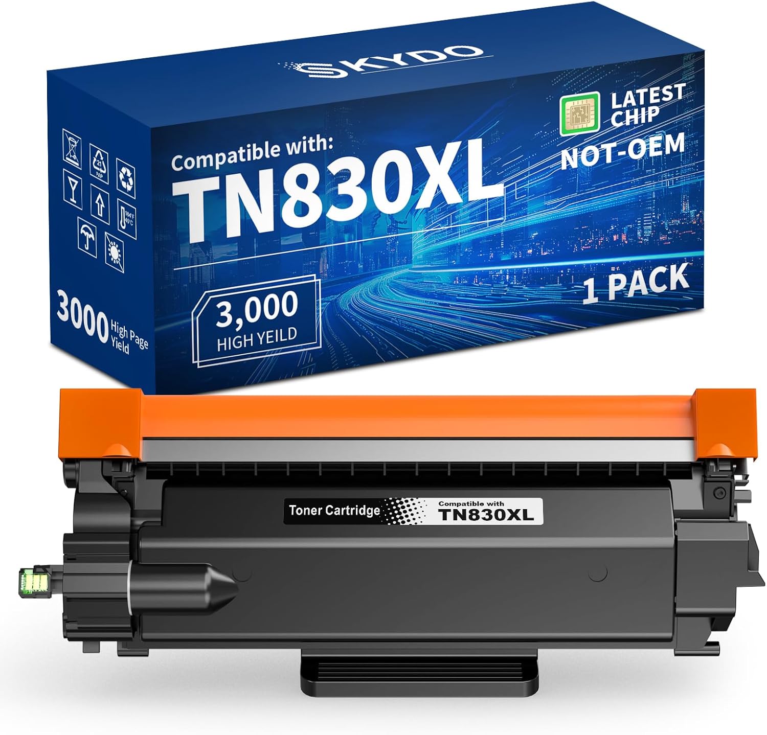 Skydo TN830XL Black High Yield Printer Compatible Toner Cartridge for TN830 TN-830 TN 830 XL Work for DCP-L2640DW HL-L2460DW HL-L2480DW MFC-L2820DW（1 Black