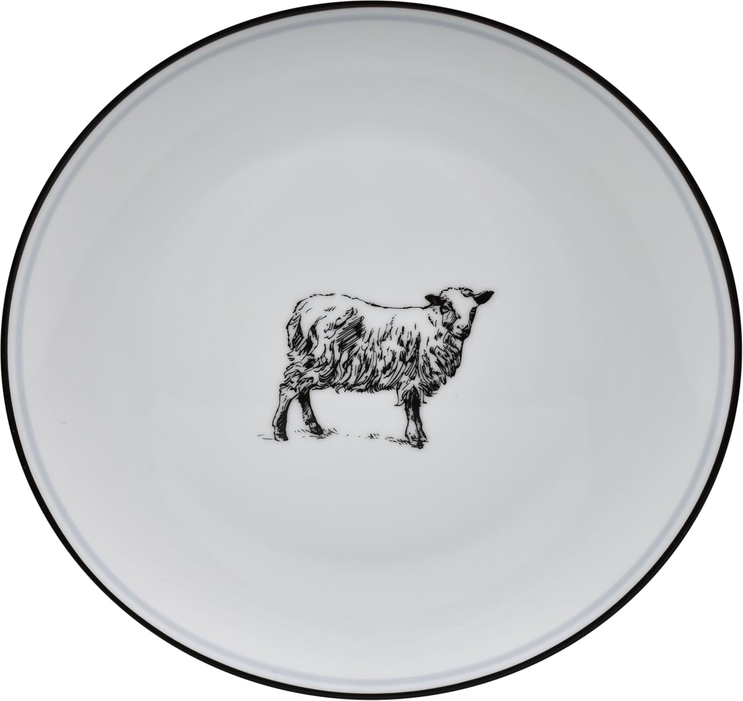 Omniware 8" Stoneware Salad Plates (Set of 4) - Rustic Country Sheep Design, Vintage-Inspired Ceramic Dish Set - Farmhouse-Style Tableware for Everyday Brunch, Party, Dining