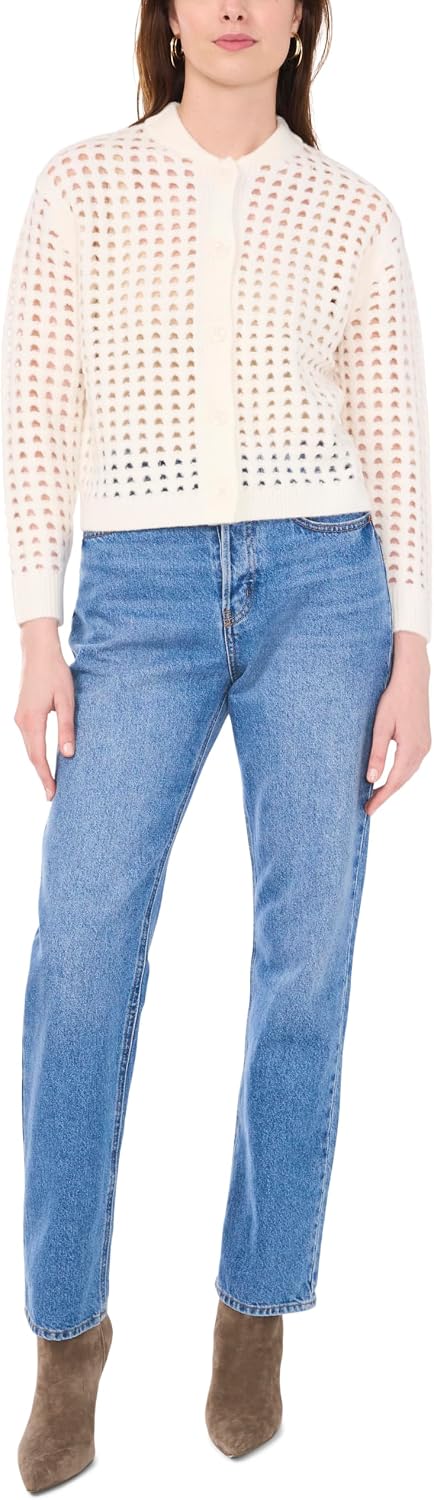 Vince Camuto Pointelle Long Sleeve Cardigan