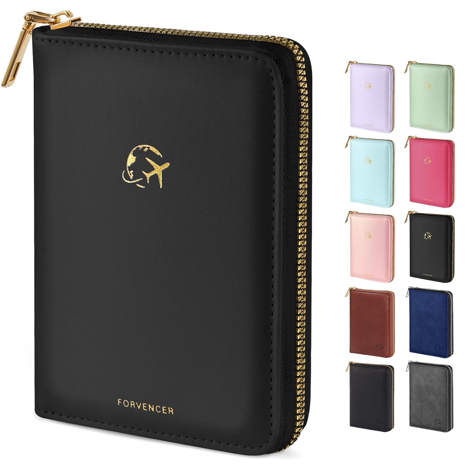 Forvencer Passport Holder Cover with Safe Zipper Closure Premium Passport Wallet for Travel Cute RFID Blocking Card Case