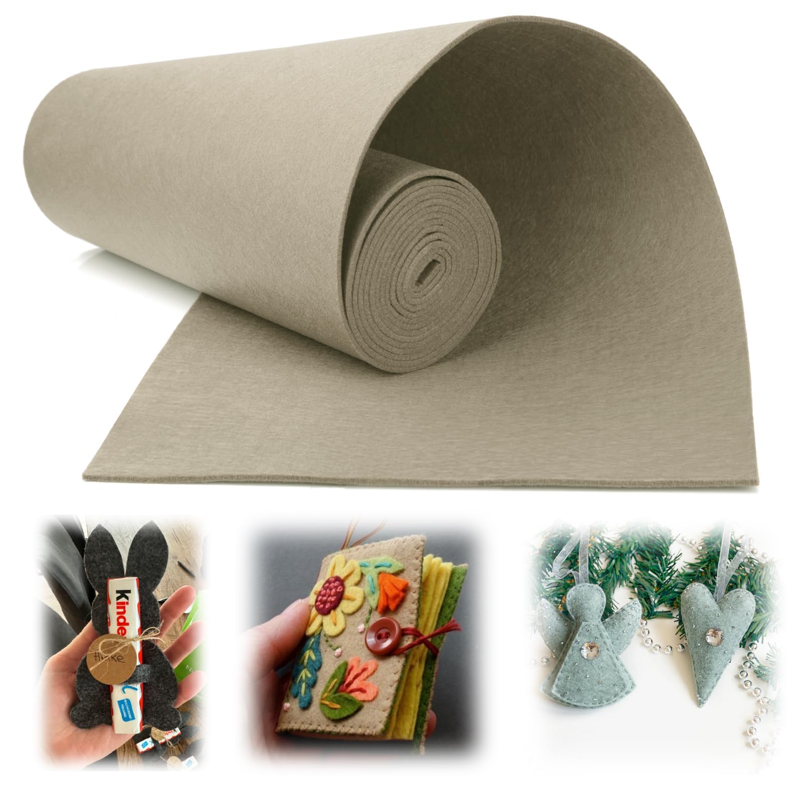 Mbsomnus Filz Meterware 3 mm x30 cm x300 cm Filzmatten zum Zuschneiden Beige Filzunterlage Polyester Filzstoff Meterware Filz zum Basteln Filzplatten Bastelfilz für Patchwork DIY Handarbeit
