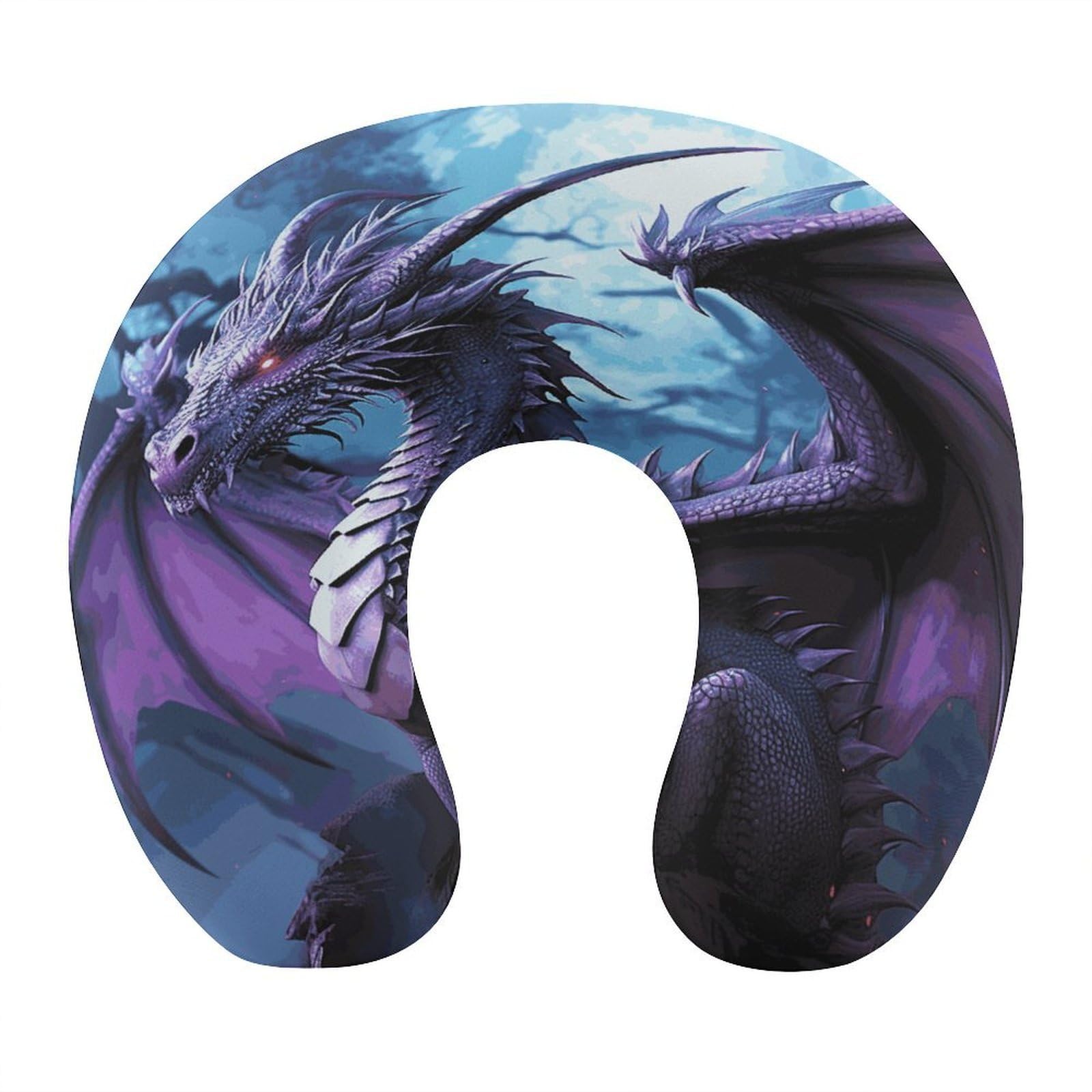 MUSM Purple Dragon Purple Moon Travel Pillow for Sleeping Comfortable Portable U Shaped Pillows for Airplane Car Train Lightweight Memory Foam Neck Pillow for Home Office Travelling