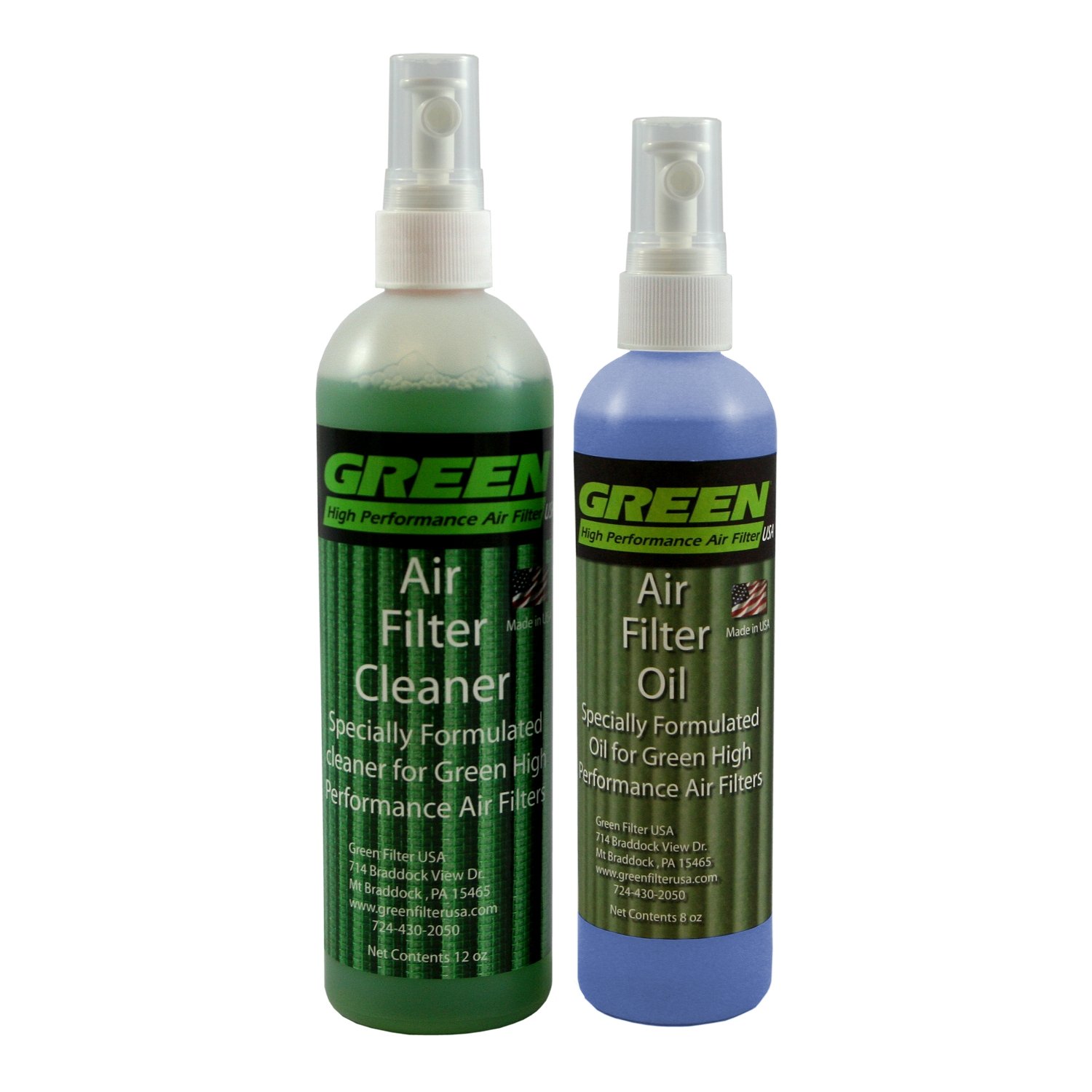 Green Filter 2802 Blue High Performance Air Filter Recharge Oil and Cleaner Kit