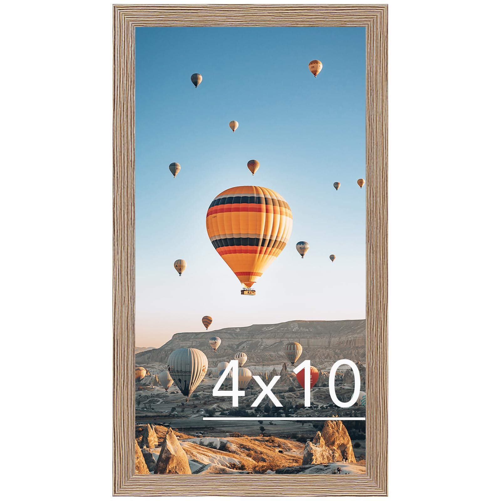 JCJMY 4x10 Picture Frame for Wall Hanging or Tabletop, Wall Mounting Horizontally or Vertically, 4 x 10 Wall Gallery Poster Photo Frame with Shatter Resistant Plexiglass, Rustic Brown