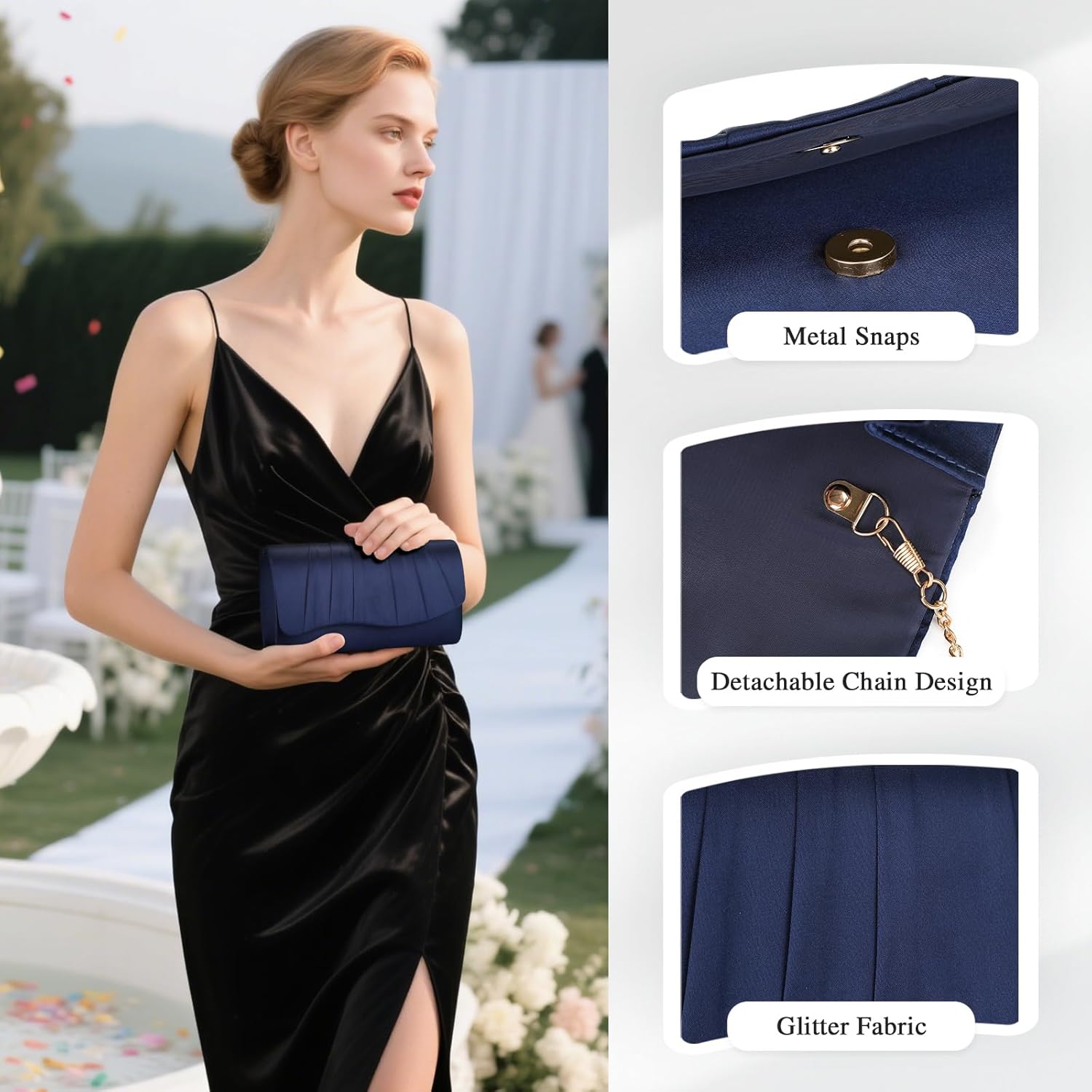 UBAYMAX Clutch Purses for Women Formal, Pleated Satin Evening Bag Purse Handbags Evening Clutch for Prom Party Wedding - Image 2