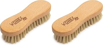 KONEX Nylon Fiber Economy Utility Cleaning Hand Brush | Heavy Duty Hand-Held Scrub Brush Stiff Bristles | Wooden Body, Ideal Scrub Brushes for Cleaning Peanut Shaped Pack of 2