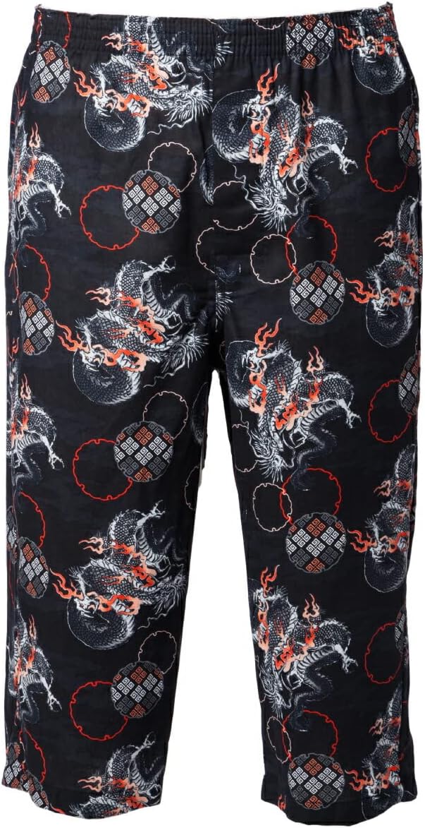 Y's factory Japanese Pattern Steteco Pants for Men, Assorted 2 or 3 Pack, 100% Cotton, 3/4 Length Lounge, Sizes M-5XL,