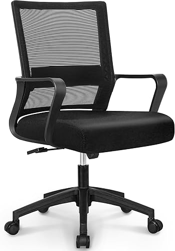 NEO Chair Silla de oficina para videojuegos, silla de computadora de malla ergonómica, respaldo medio con ruedas, soporte lumbar, cómodo, giratorio