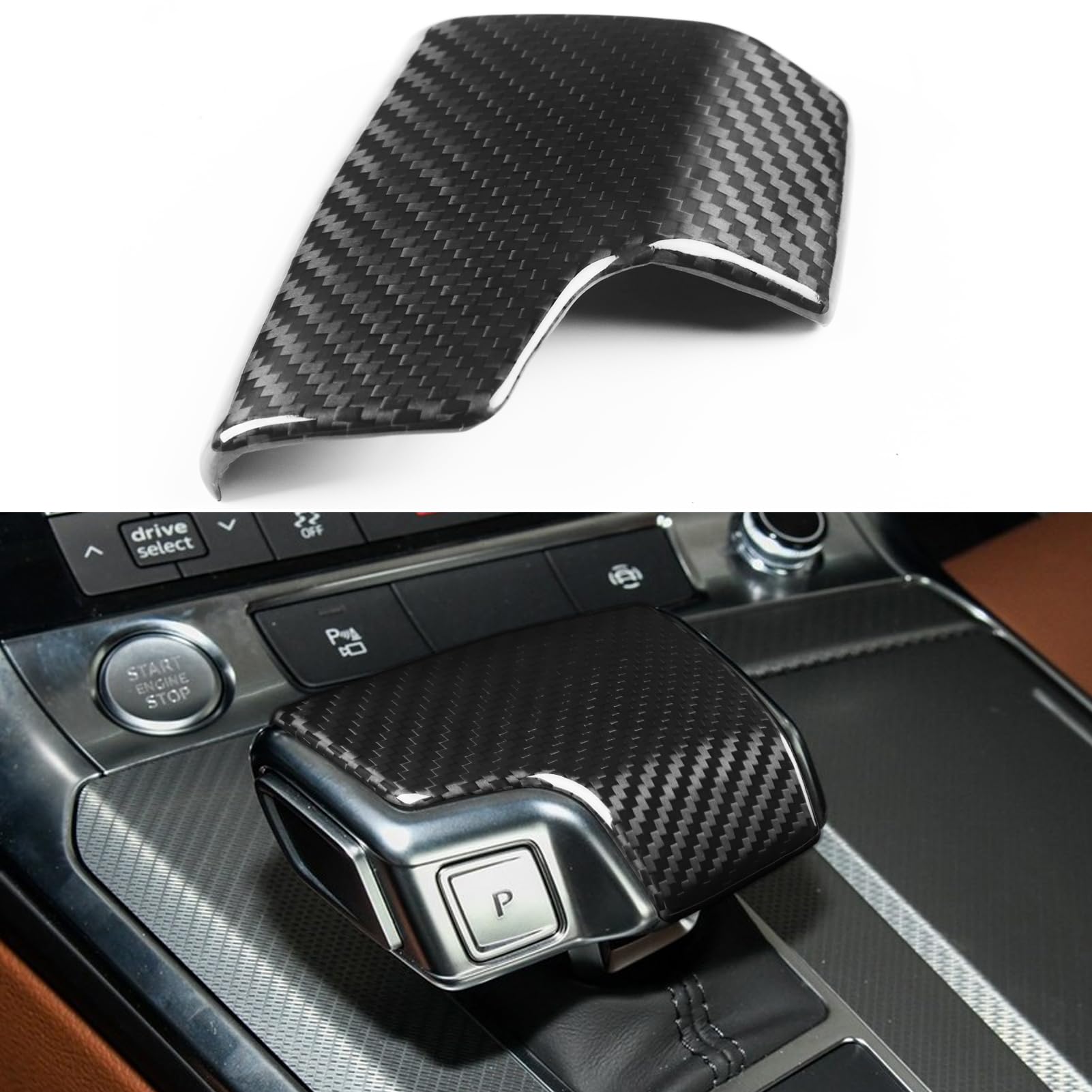 NVCNX Real Carbon Fiber Shift Knob Cover for Audi A6 S6 A7 2019-2025 / RS6 RS7 2021-2025 / S7 A8 S8 Q7 SQ7 SQ8 RS Q8 2020-2025 /Q8 2024 Automatic Gear