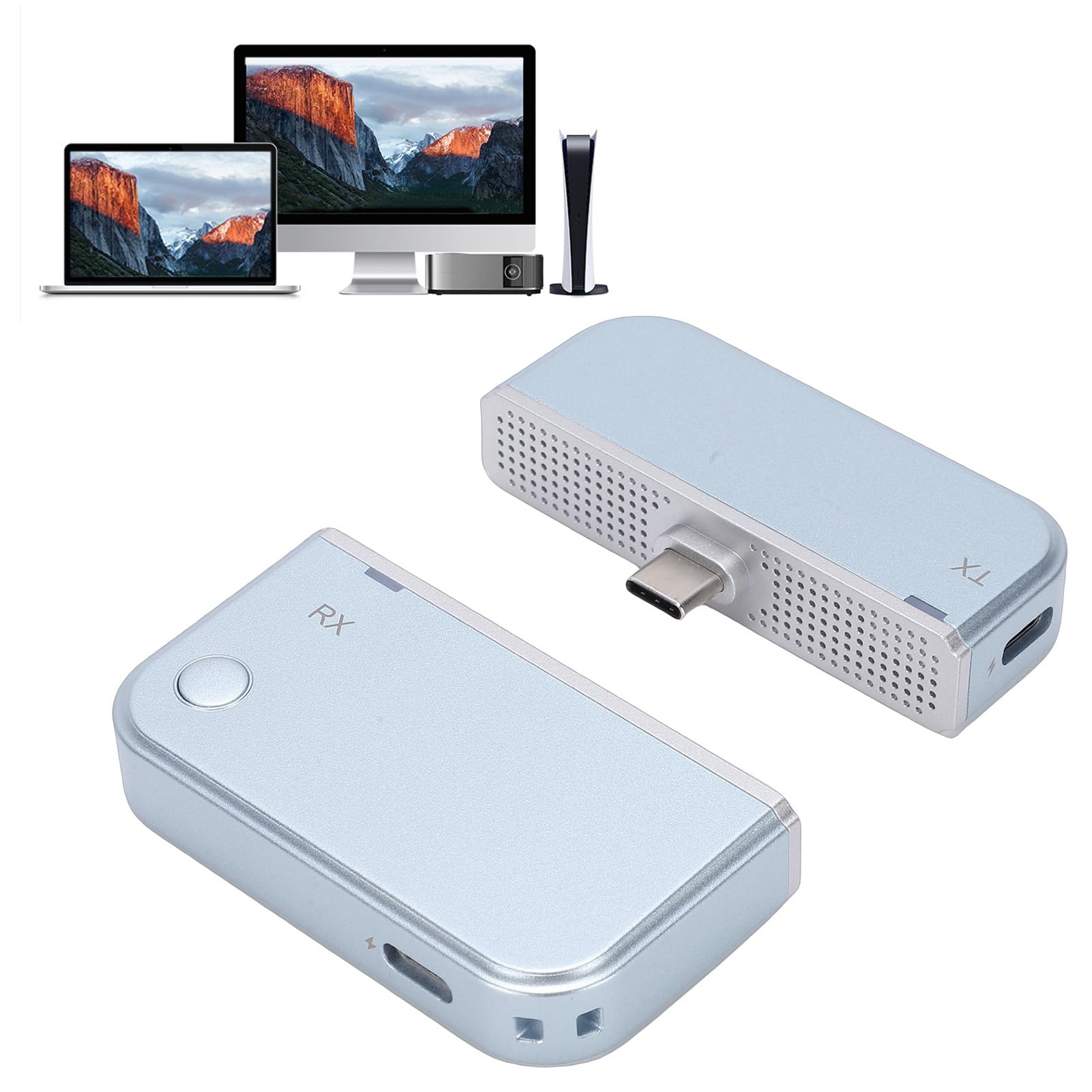 Sxhlseller Transmisor y Receptor HDMI Inalámbrico Tipo C, 165 Pies/50 M Banda Dual 5G 2.4G, Entrada de Decodificación 4K Salida 1080P 60 Hz, Duplicación de Pantalla Inalámbrica Plug and