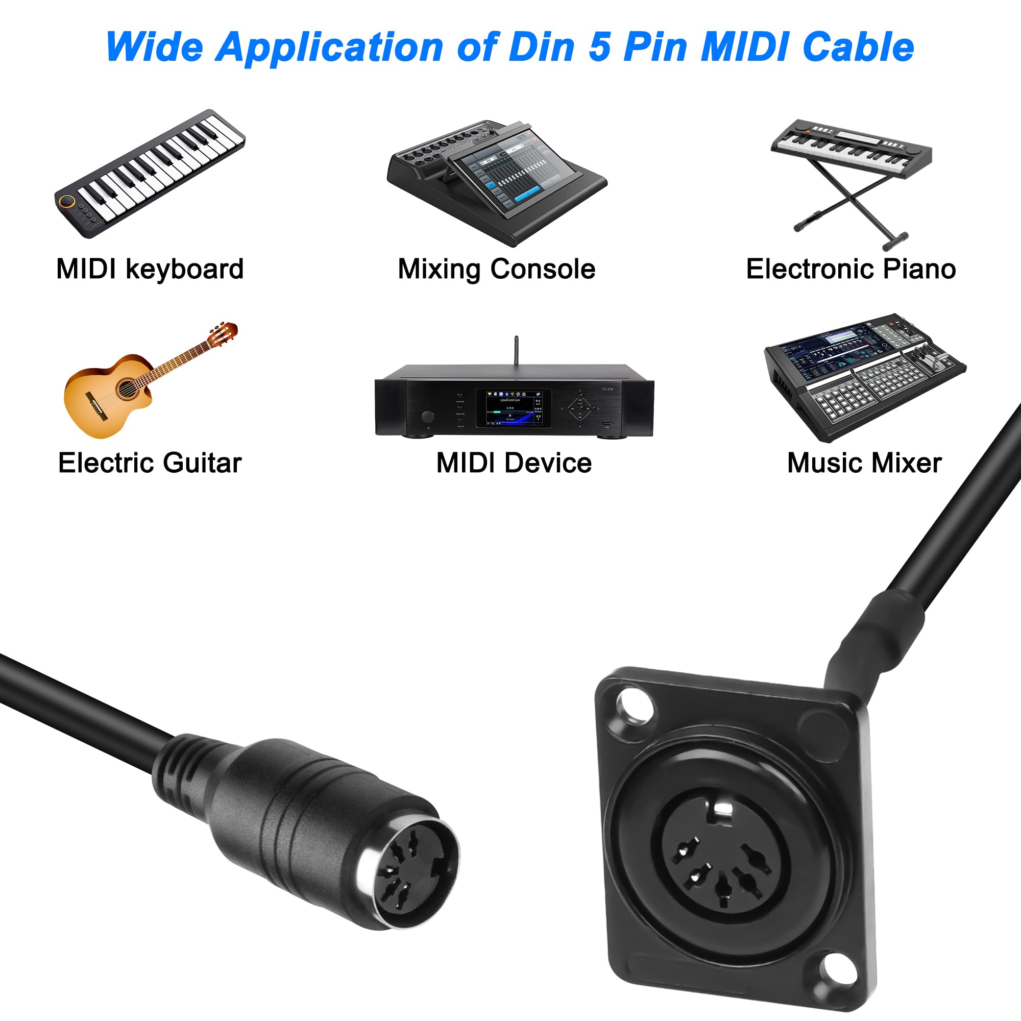 Amazon.com: MEIRIYFA D-Type DIN 5PIN MIDI Cable - Female to Female