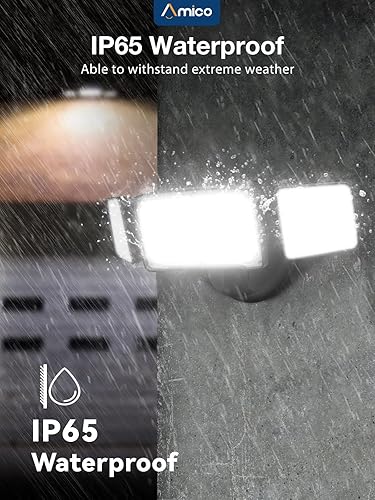 Miniatura 5 de Amico Luz de seguridad LED de 3500 lúmenes, luz de inundación brillante para exteriores, luz de día de 5000 K, luz blanca IP65 impermeable con 3