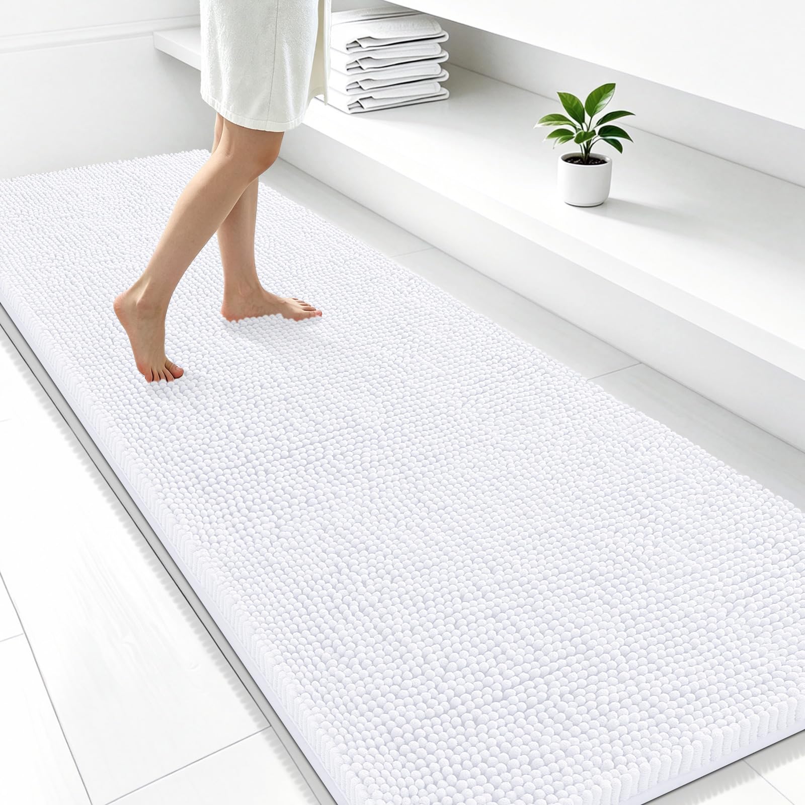 Smiry Bathroom Rugs 47X24, Luxury Chenille Extra Soft Absorbent Bath Mat