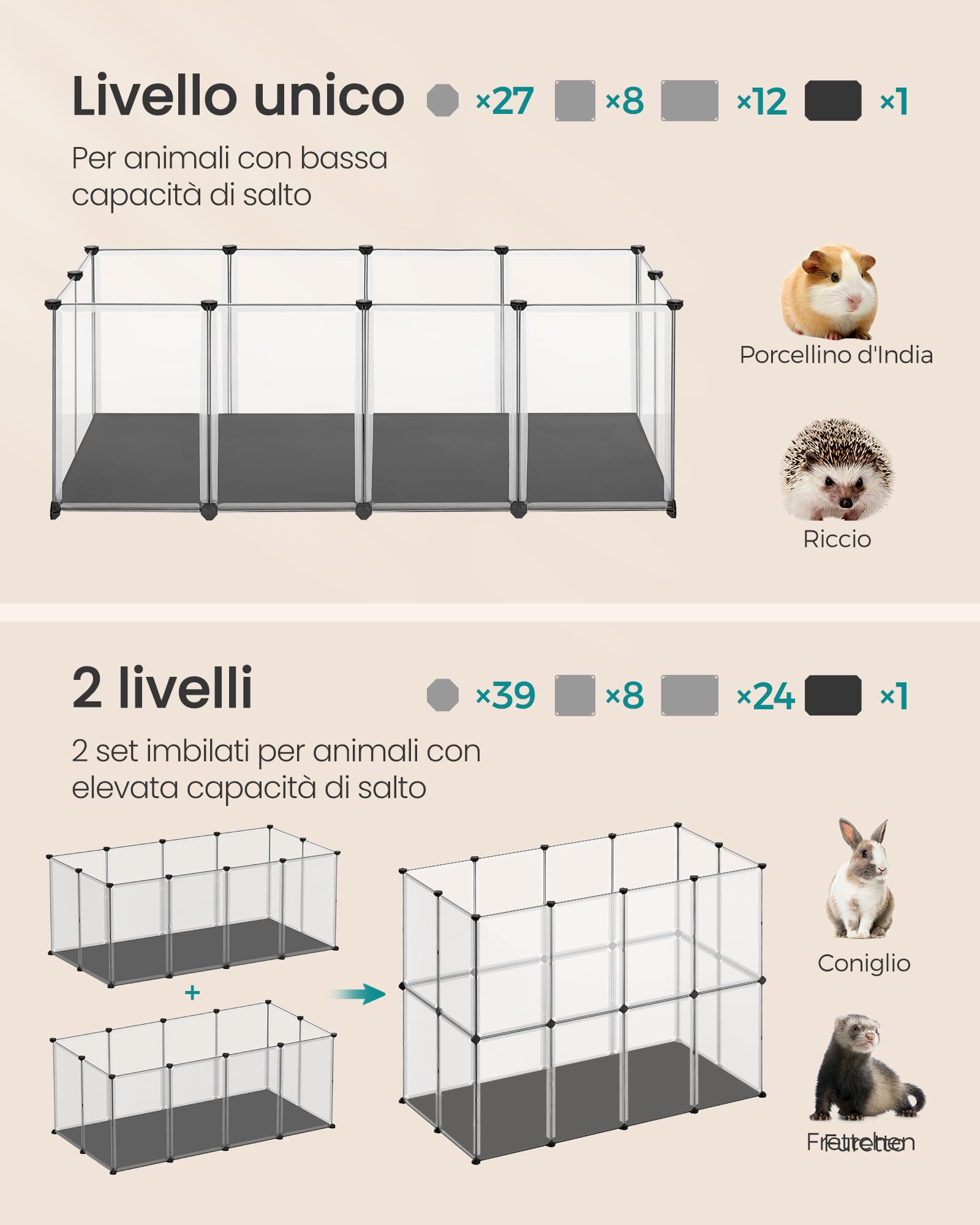 Recinto Per Animali Piccoli SONGMICS - Ideale Per Conigli, Porcellini D'India E Cuccioli