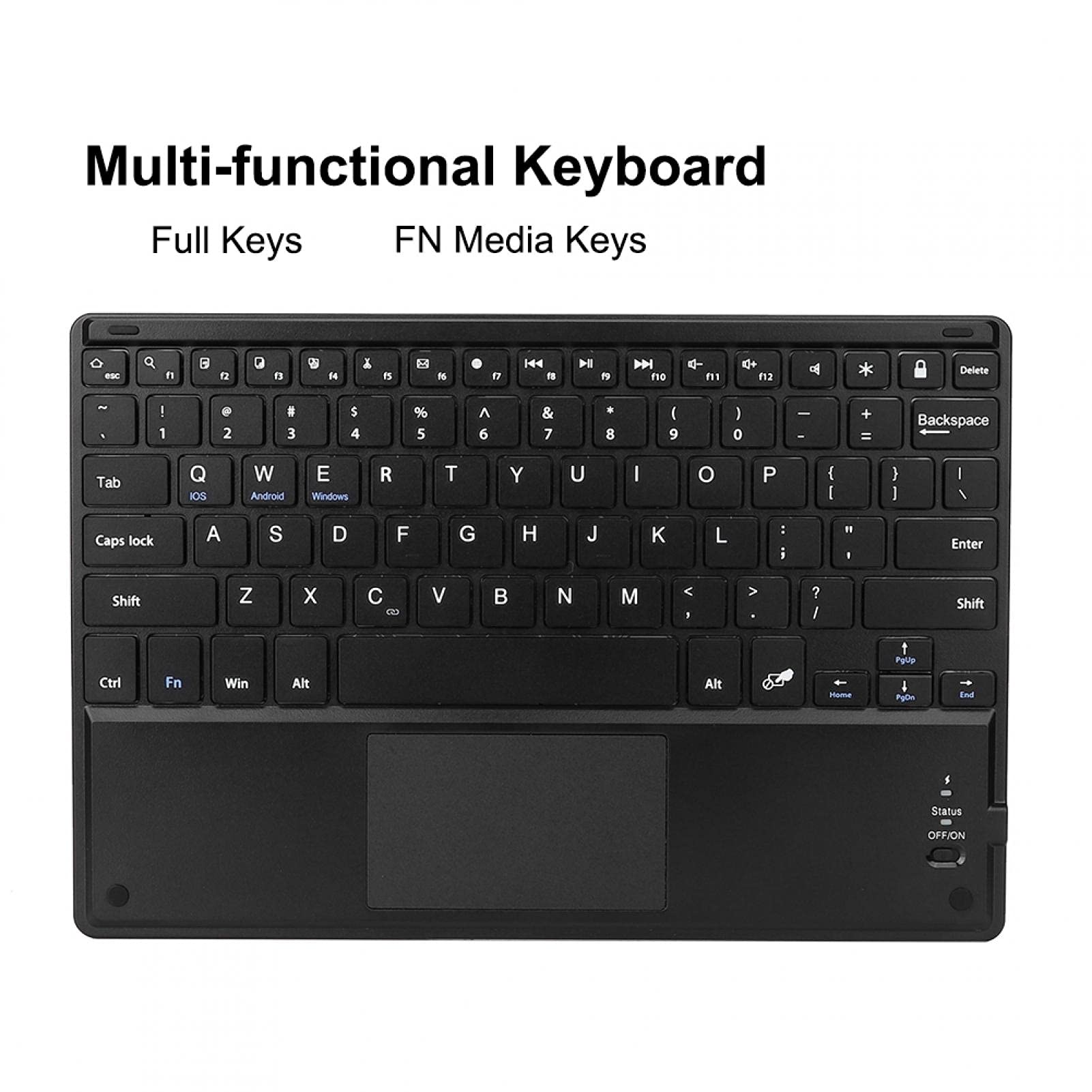 Tastiera Portatile, Tastiera Bluetooth Portatile, Tastiera Bluetooth Ultrasottile, Tastiera touchpad Bluetooth funzionante da 100 Ore con Custodia Protettiva per Tablet PC da 9,7-10 Pollici