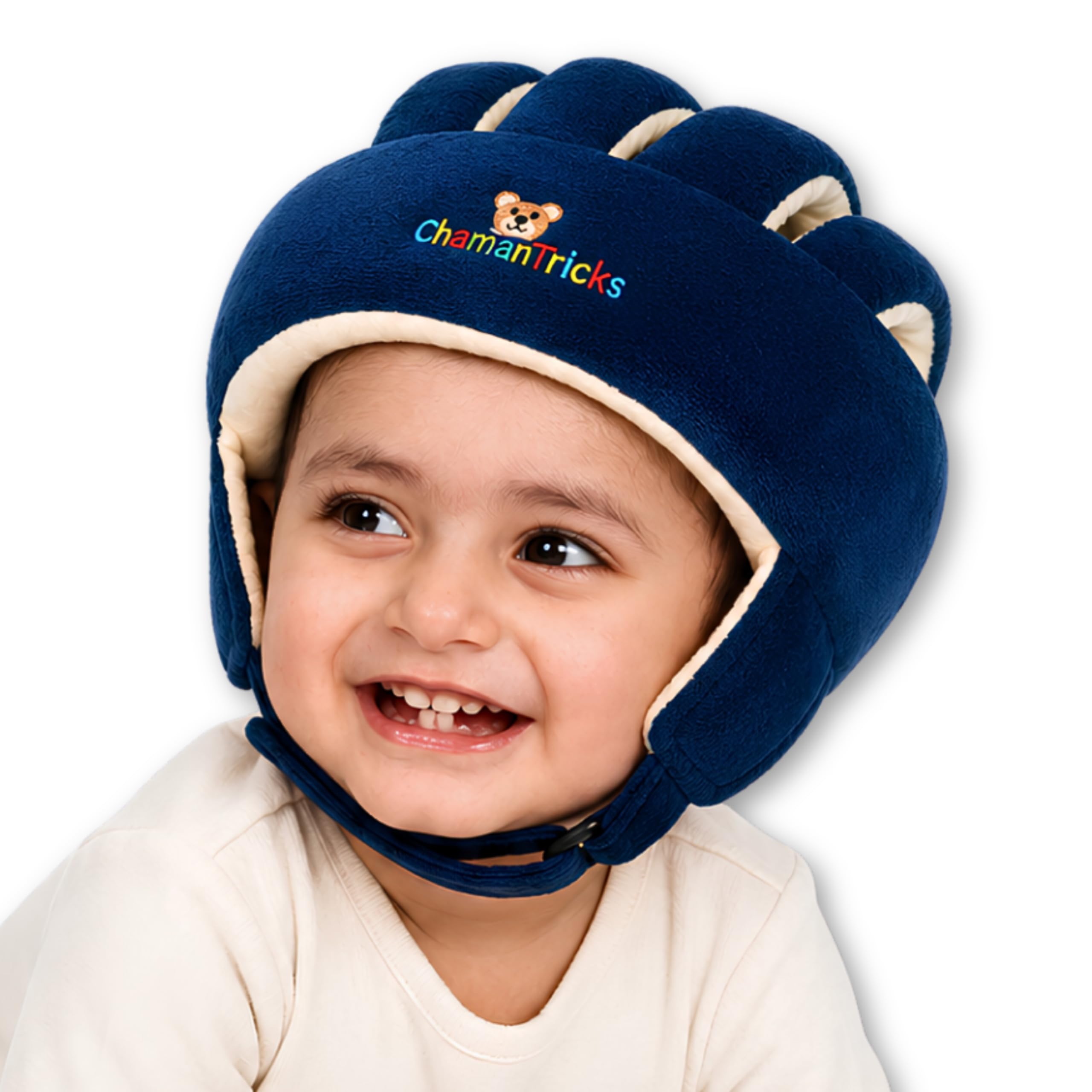 Cute Bunny Baby Head Protector Helmet for Crawling & Walking - Soft Adjustable Cushioned Head Guard for Infants & Toddlers, Lightweight 70g, Breathable, 6-60 Months (Navy Blue)-image-5