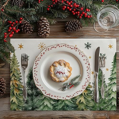 Miniatura 3 de GEEORY GP141-18 - Juego de 4 manteles individuales de Navidad de 12 x 18 pulgadas, árboles de Navidad, copos de nieve, invierno, temporada,