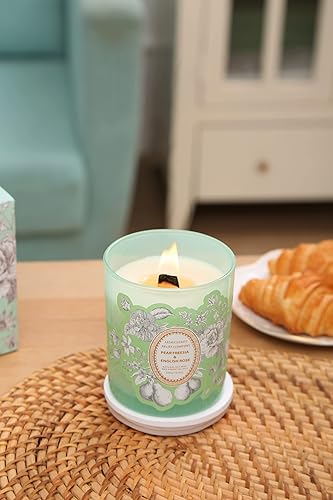 Miniatura 7 de Vela perfumada de soja con mecha de madera de rosa inglesa y fresia de pera  Vela de aromaterapia para aliviar el estrés para el hogar de 10.6 onzas