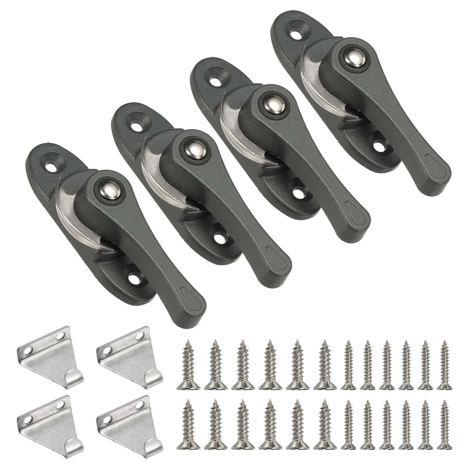 PATIKIL Window Sash Locks 3 x 0.9", 4Pcs Sliding Cam Action Sash Locks and Keeper Replacement for Bedrooms Bathrooms Vertical and Horizontal Sliding Windows, Gray