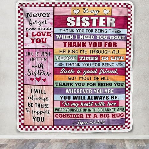 Miniatura 9 de Manta personalizada con texto en inglés To My Sister from Brother Life is Tough But So Are You Sister, cumpleaños, celebración, graduación, Navidad,