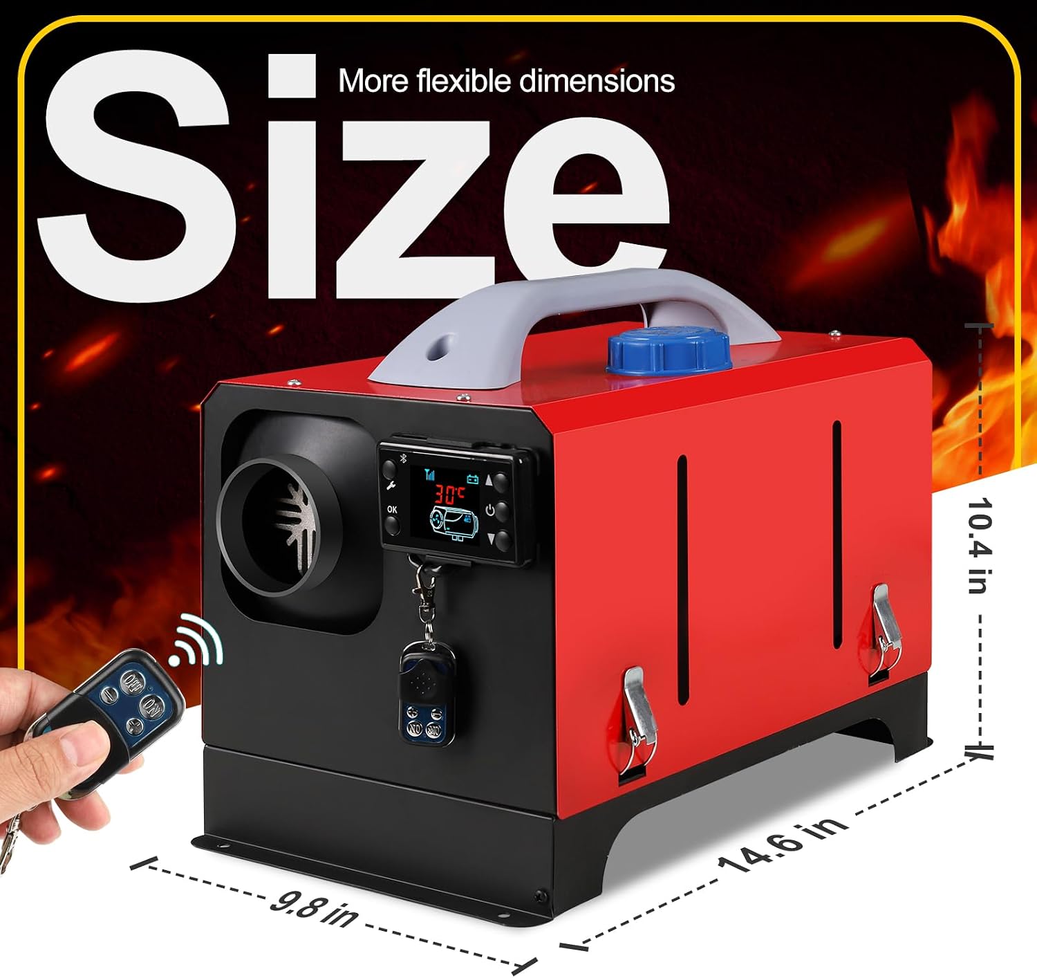 8KW Diesel Heater, 12V/24V Parking Heater with App Control and LCD Display, Automatic Start and Stop, for RV Garage Camper Fishing SUV Car Trailer Camper Van Boat (Red - Horizontal)