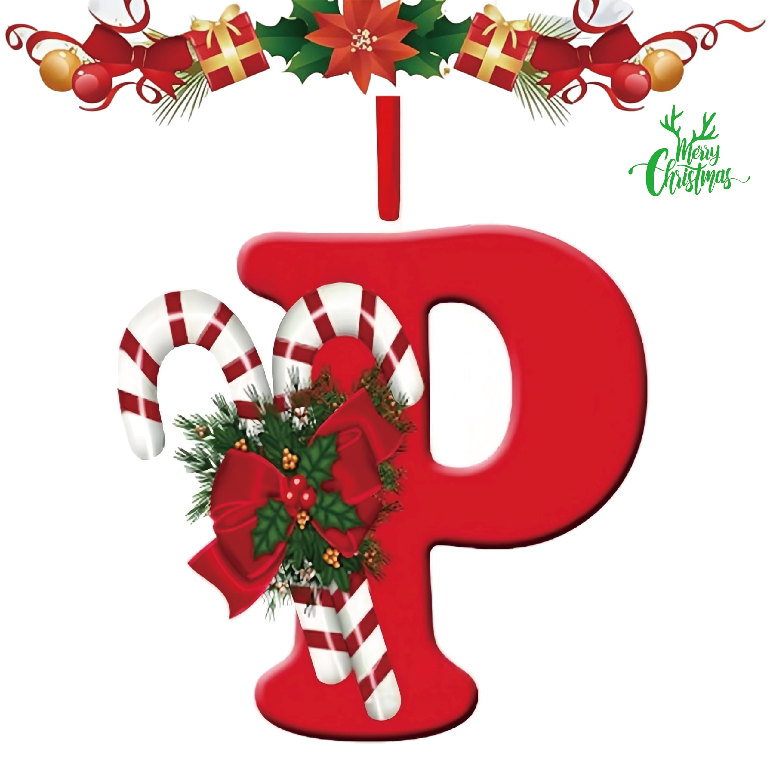 letter hanging Christmas tree decoration is a must-have for personalized DIY Christmas decoration. It is sturdy, not easily damaged or deformed, and can be used both indoors and outdoors (Letters-P)