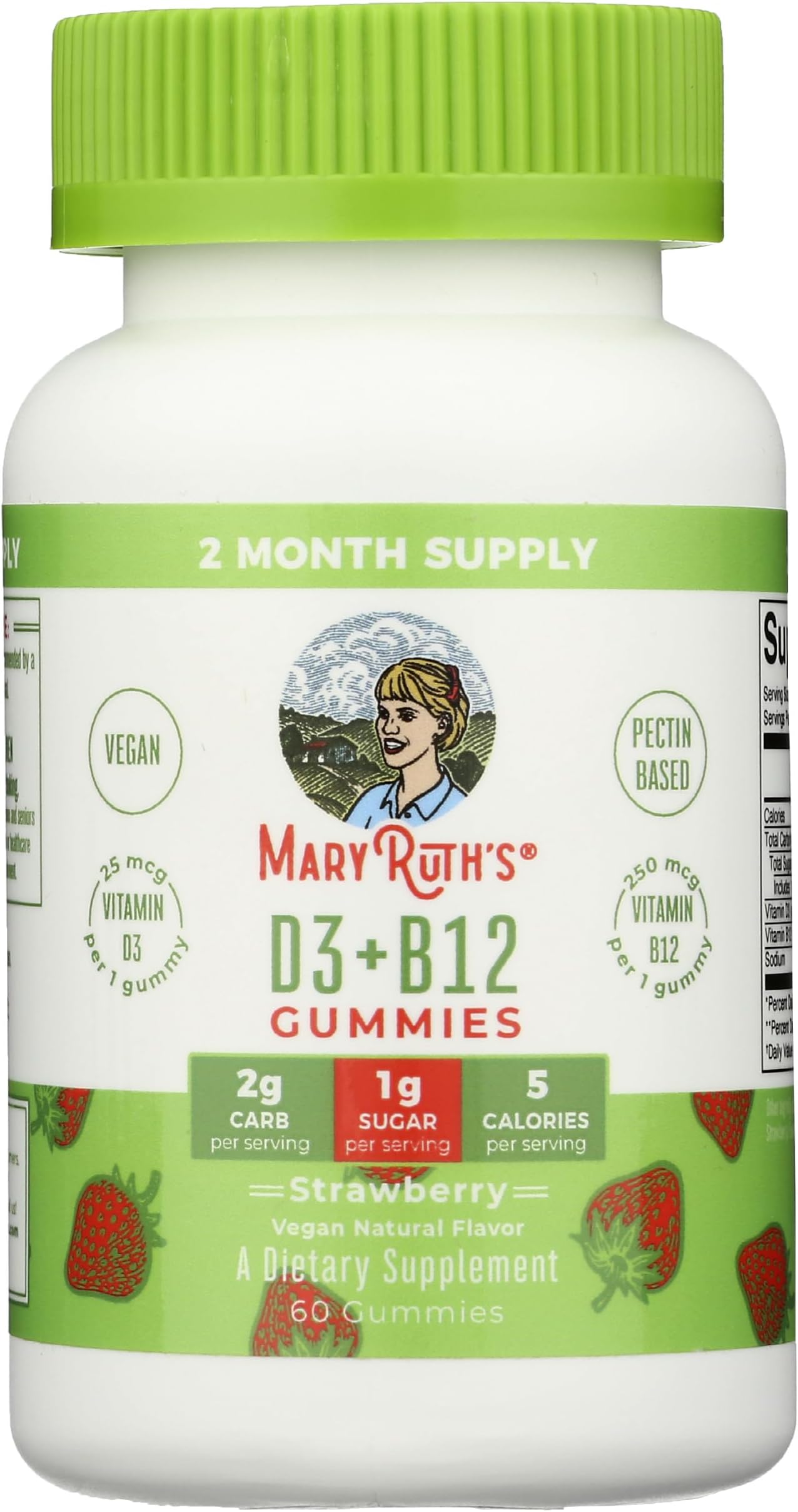 Mary Ruth's Vitamin D3 & B12 Gummies, 60 CT
