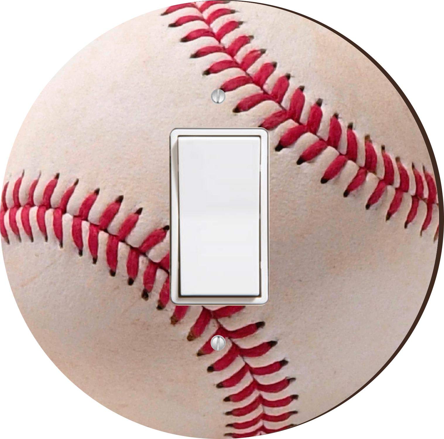 Sam Sandor - Baseball Design - Round Light Switch Plate Cover - Single Rocker