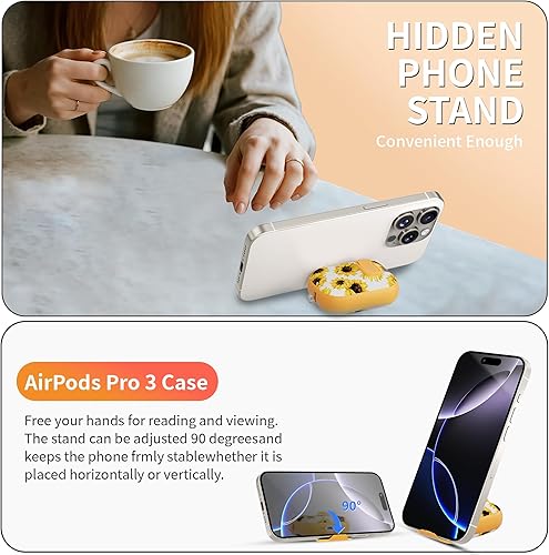 Miniatura 6 de Funda protectora para AirPods Pro de 3 generación con clip de bloqueo seguro  Girasoles de sol  Funda rígida de estilo femenino con kit de limpieza