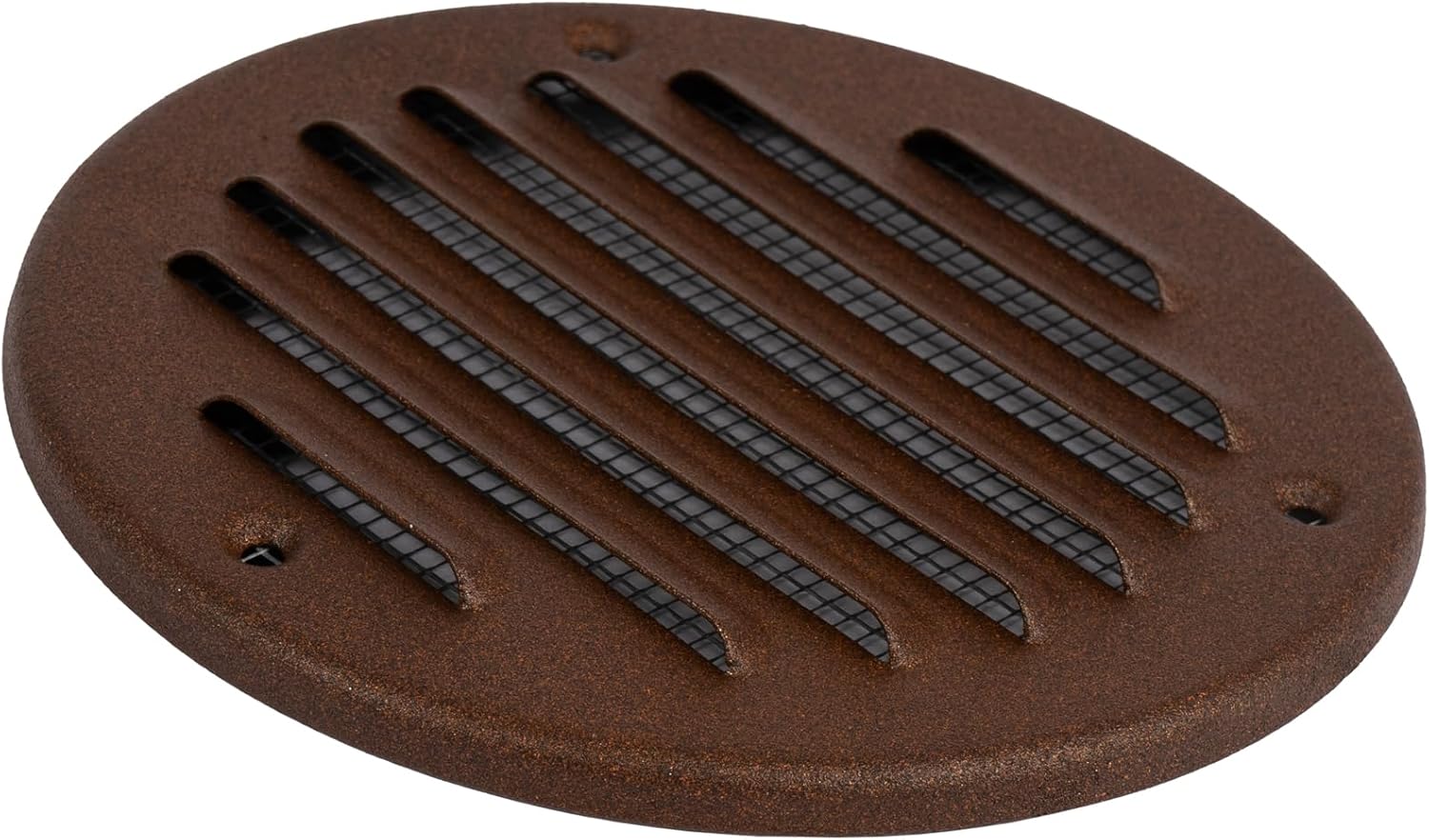 4 Inch (Opening Size) Brown Galvanized Steel Round Air Vent Cover - 5 Pack - HVAC Louvered Grille with Mesh Screen - Register Vent Deflector for Bathroom, Kitchen, Home, Garage, Office