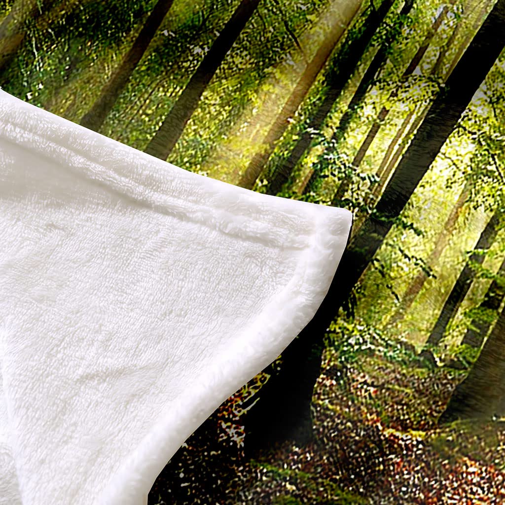 Manta De Franela De Microfibra 180X220Cm Manta De Felpa Suave para Sofá Cama 3D Bosques Verdes Soleados Impresión Patrón Manta Polar Invierno Gruesa Y Esponjosa Caliente Transpirable