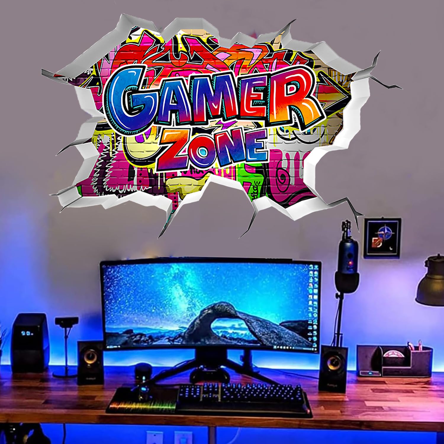 ARJDXDP 3D Gaming Wall Stickers for Boys Bedroom Xbox Wall Sticker for Playroom Gaming Art Stickers