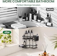 Vista 6 de Adhesive Shower Caddy, 2 Pack Corner Bath Organizer, Rustproof Stainless Steel Shower Shelves with Large Capacity, No Drilling Shelves for Bathroom