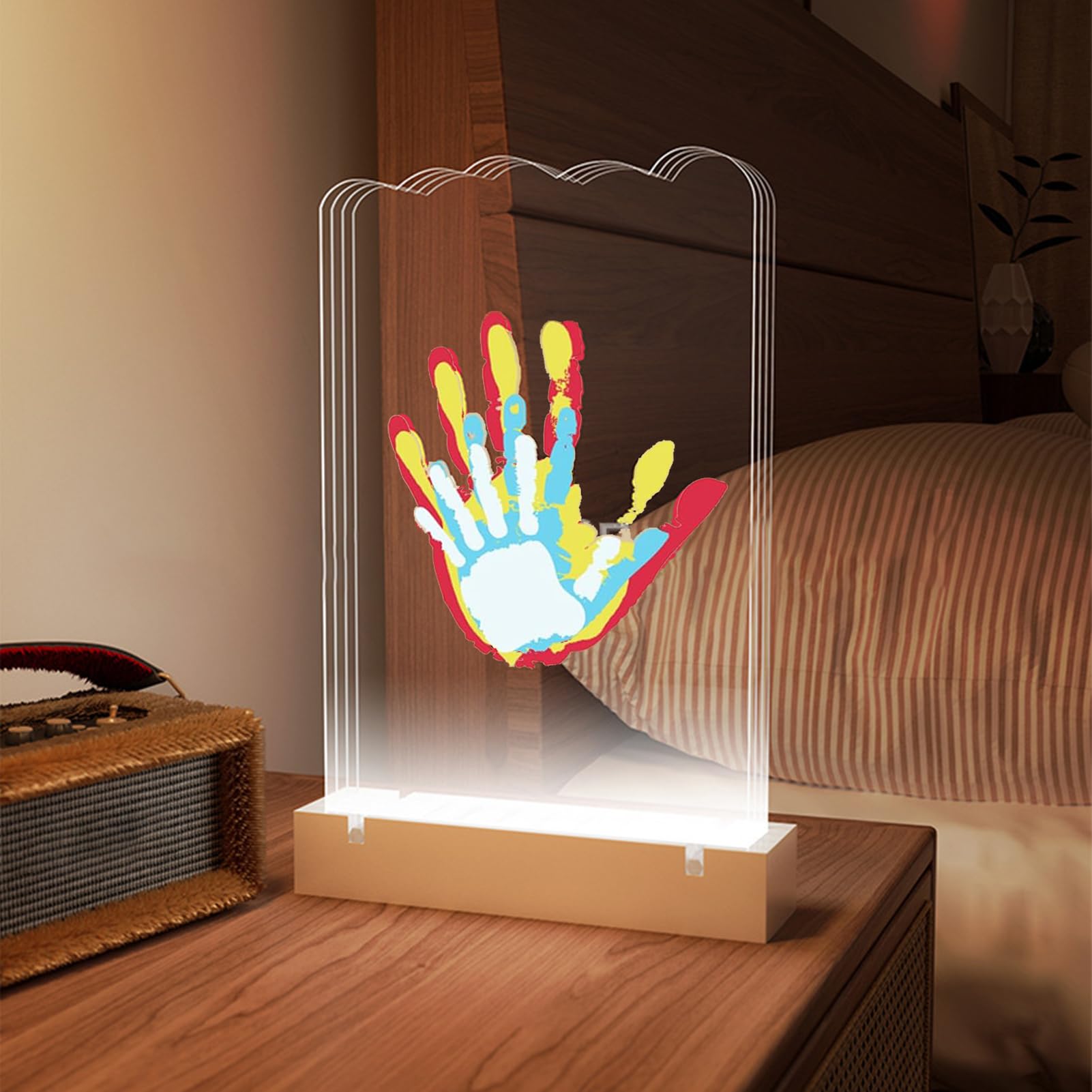 Kit di impronte di mani e piedi per bambini, cornice per foto con impronta di mano familiare, cornice per foto souvenir, souvenir artigianale trasparente con vernice sicura per i più piccoli, | acrilico ricordo per la decorazione della camera da soggiorno