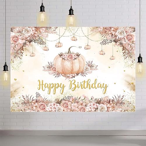 Miniatura 4 de MEHOFOND Telón de fondo de cumpleaños bohemio rosa de 7 x 5 pies para niña, otoño, bohemio, floral, hierba de las pampas, fondo de fotografía de