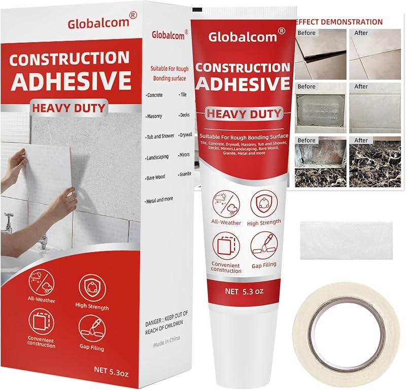Ceramic Tile Adhesive Glue for Floor Construction Adhesive Heavy Duty | Waterproof Construction Glue for Tile, Stone, Wood, Walls and Stone Marble Granite Countertops