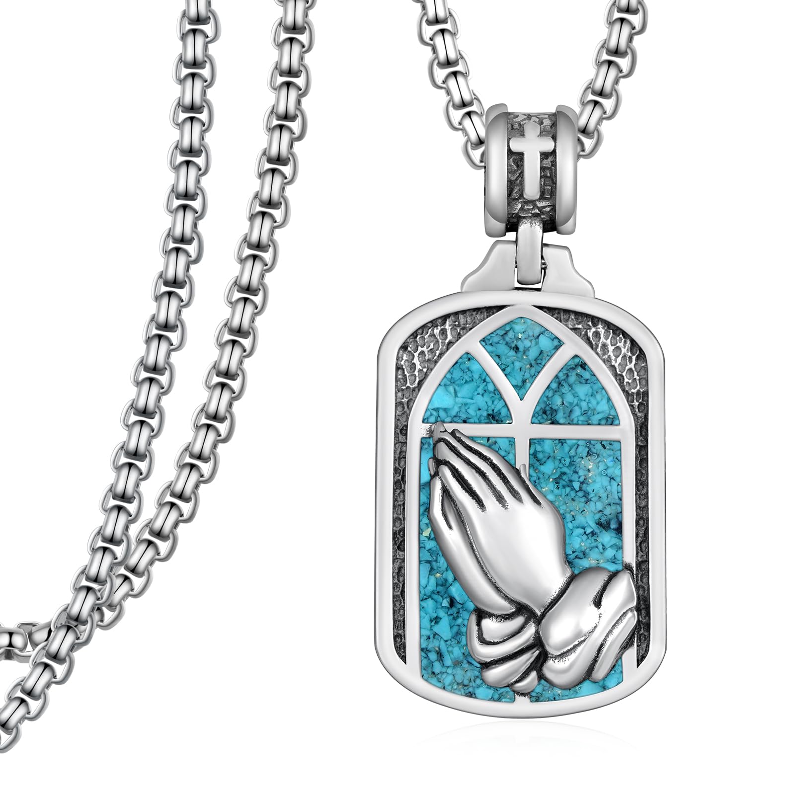 Zaruiqun Western Catus/Knights Templar/St Michael/Santa Muerte/Praying Hand/Spartan/Virgin Mary/Tetragrammaton/Wrestlers/Allah Necklace Sterling