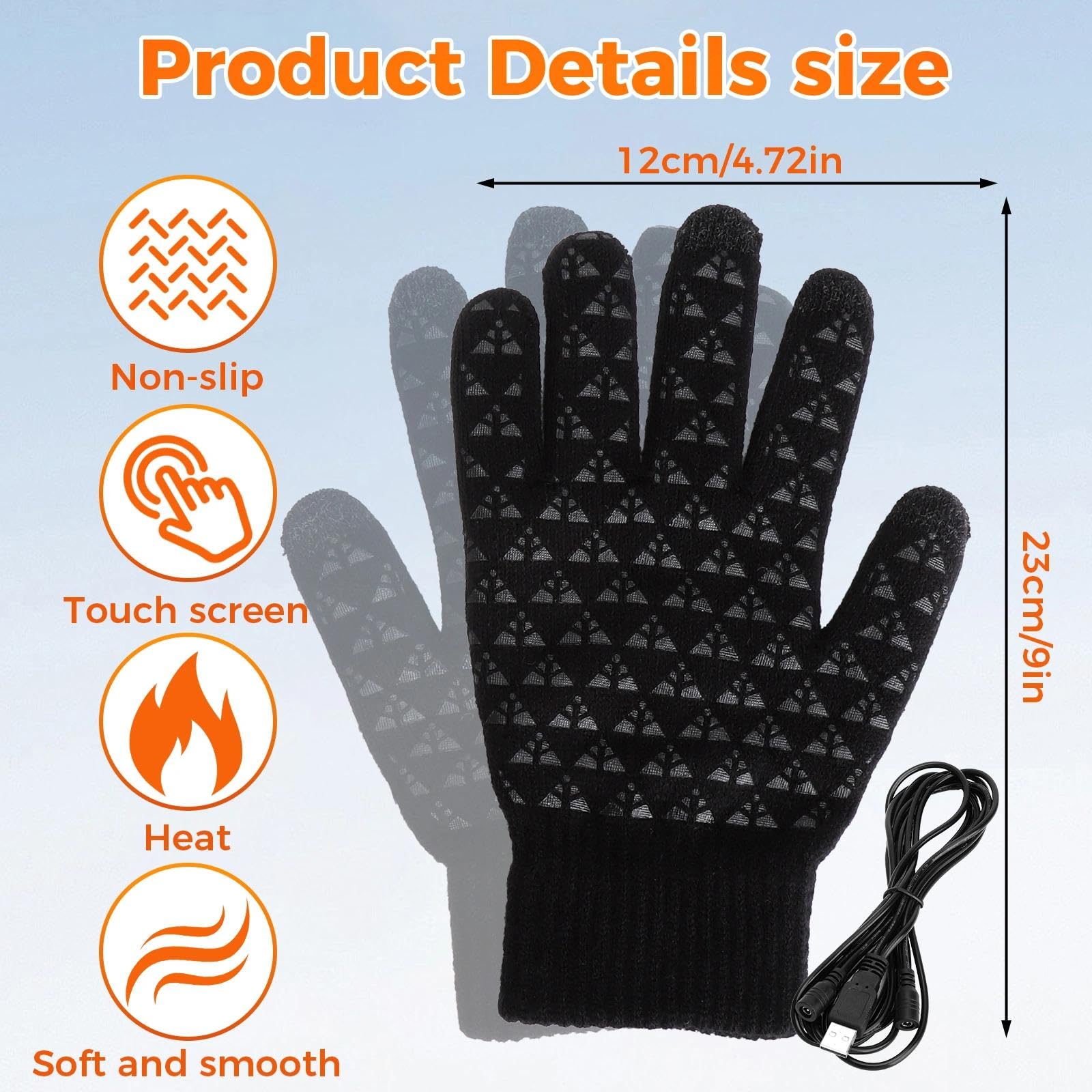 HENGBIRD Guantes calefactables USB eléctricos con pantalla táctil para invierno esquí ciclismo