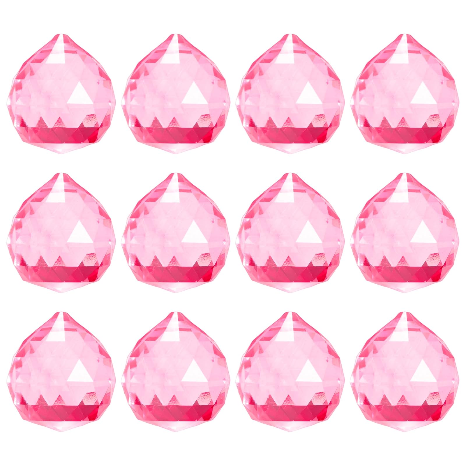 M METERXITY 12-Pack Crystal Ball Prisms, 33.5mm/1.32 Inch Chandelier Pendant Maker Hanging Crystals Chandelier Prisms for Home/Windows/Garden/DIY Decoration[Pink]