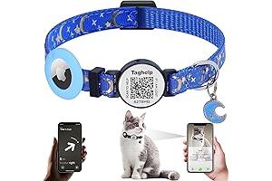 Stars and Moon Cat Collar with Apple AirTag Holder, QR Code Pet ID Tags
