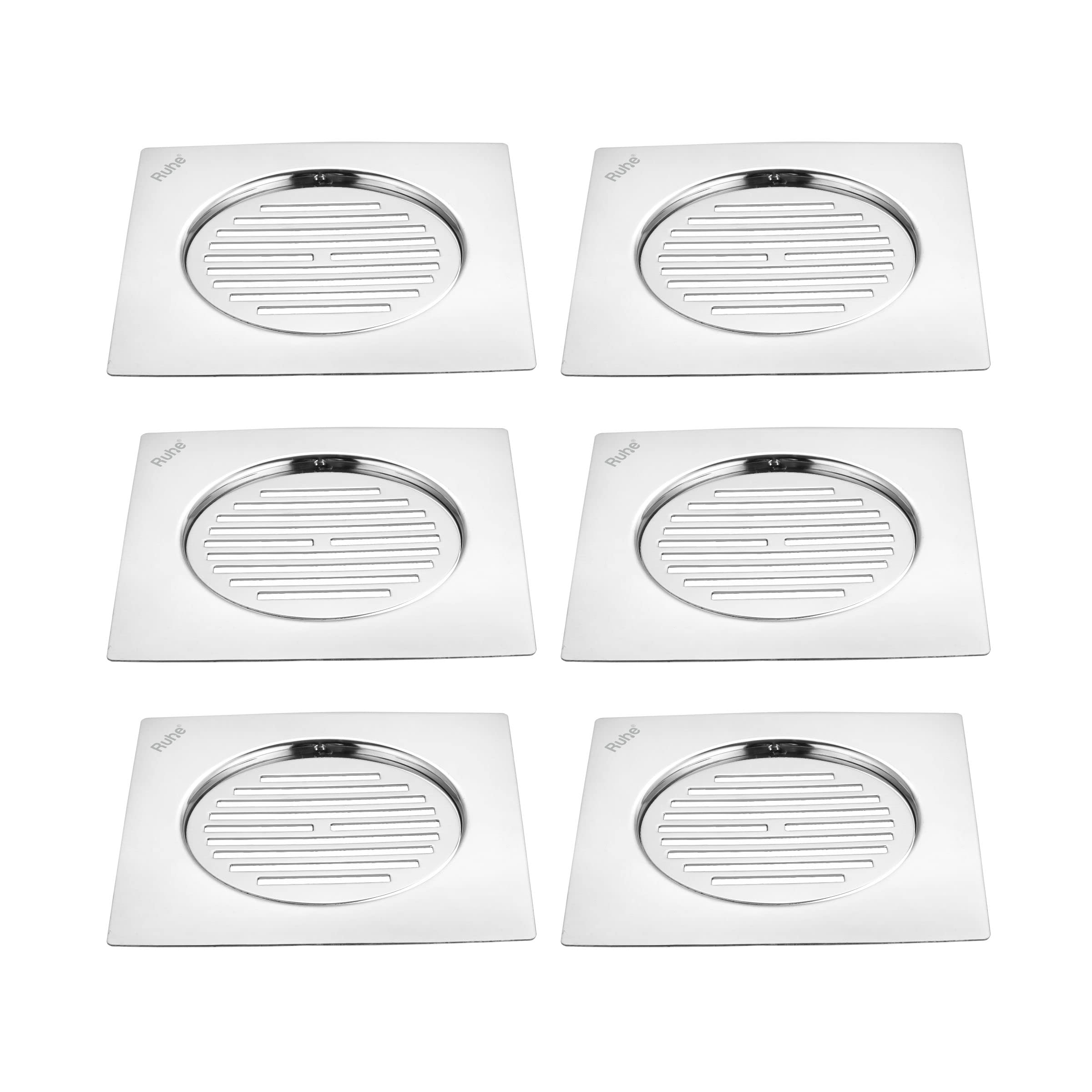 Ruhe® Square Cut Floor Drain | Stainless Steel Classic Neon Square Flat Cut Floor Drain | (5 x 5 inches) | (Pack of 6) (B091N4HJQD) Amazon Price History, Amazon Price Tracker