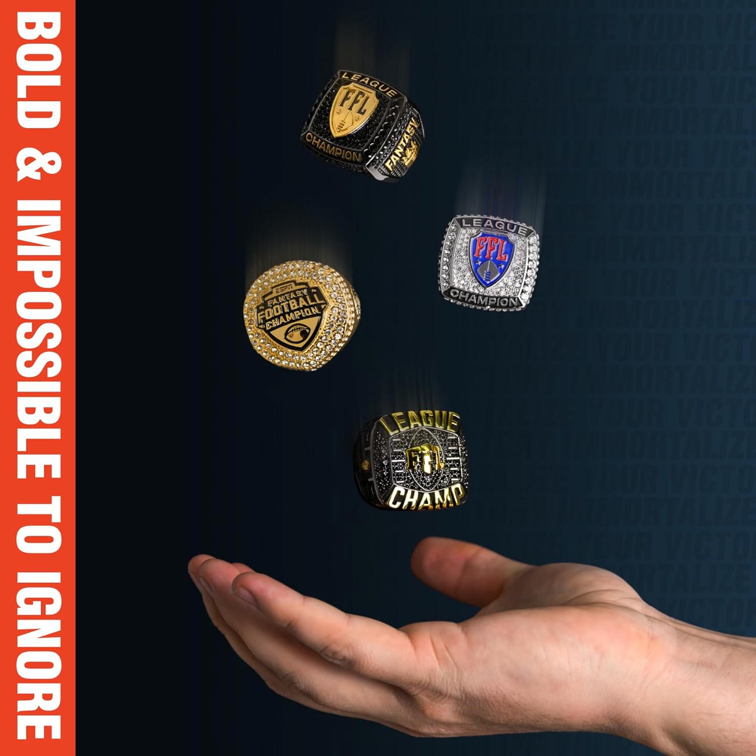 TrophySmack Fantasy Football Stunna Championship Ring - Size 12 FFL Ring (Silver Finish)