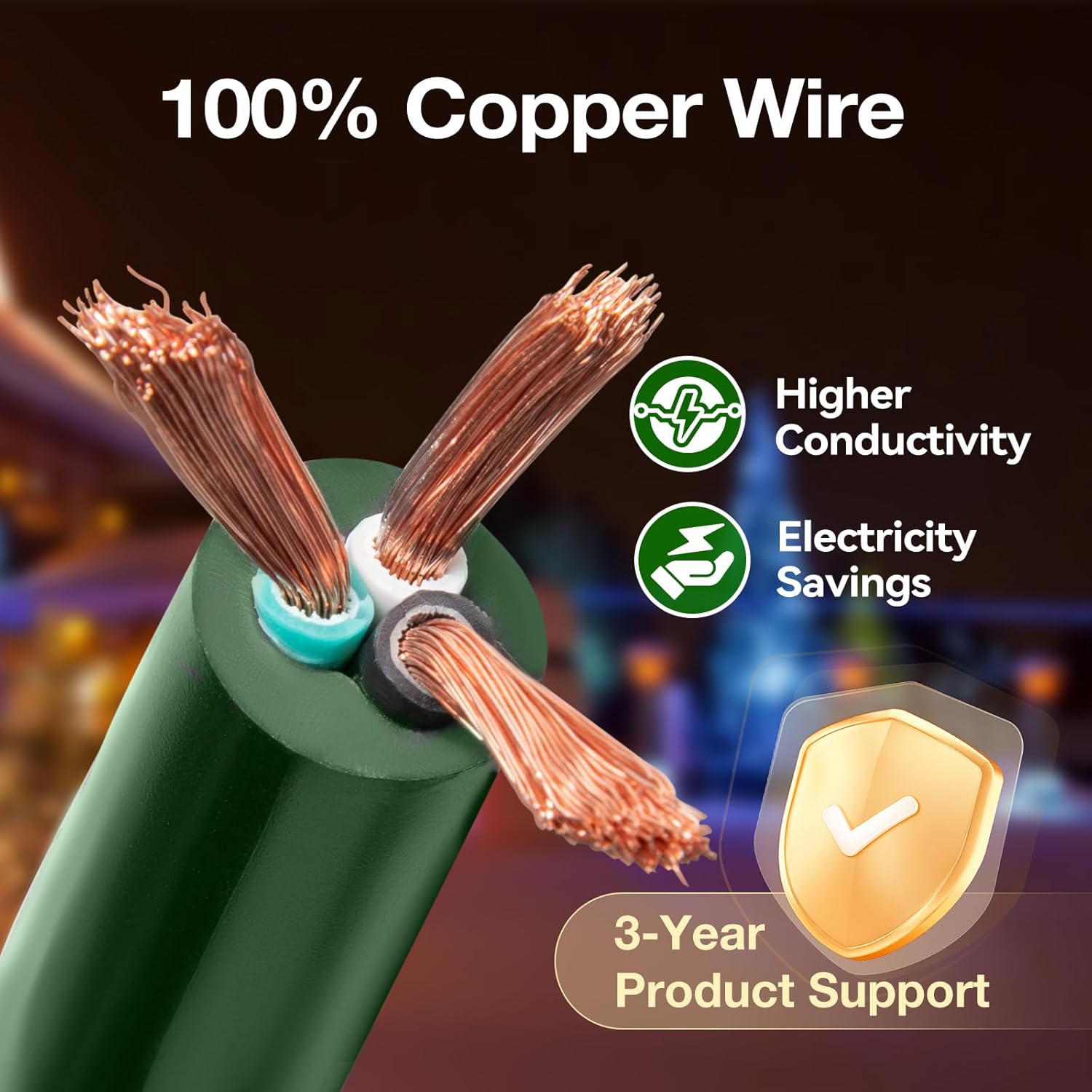 addlon 50FT Christmas Outdoor Extension Cord with Multiple Outlets, 1 to 3 Splitter with 6 Outlets, 16/3 SJTW Weatherproof Power Cable for for Outdoor Lights and Holiday Decorations, ETL Listed, Green