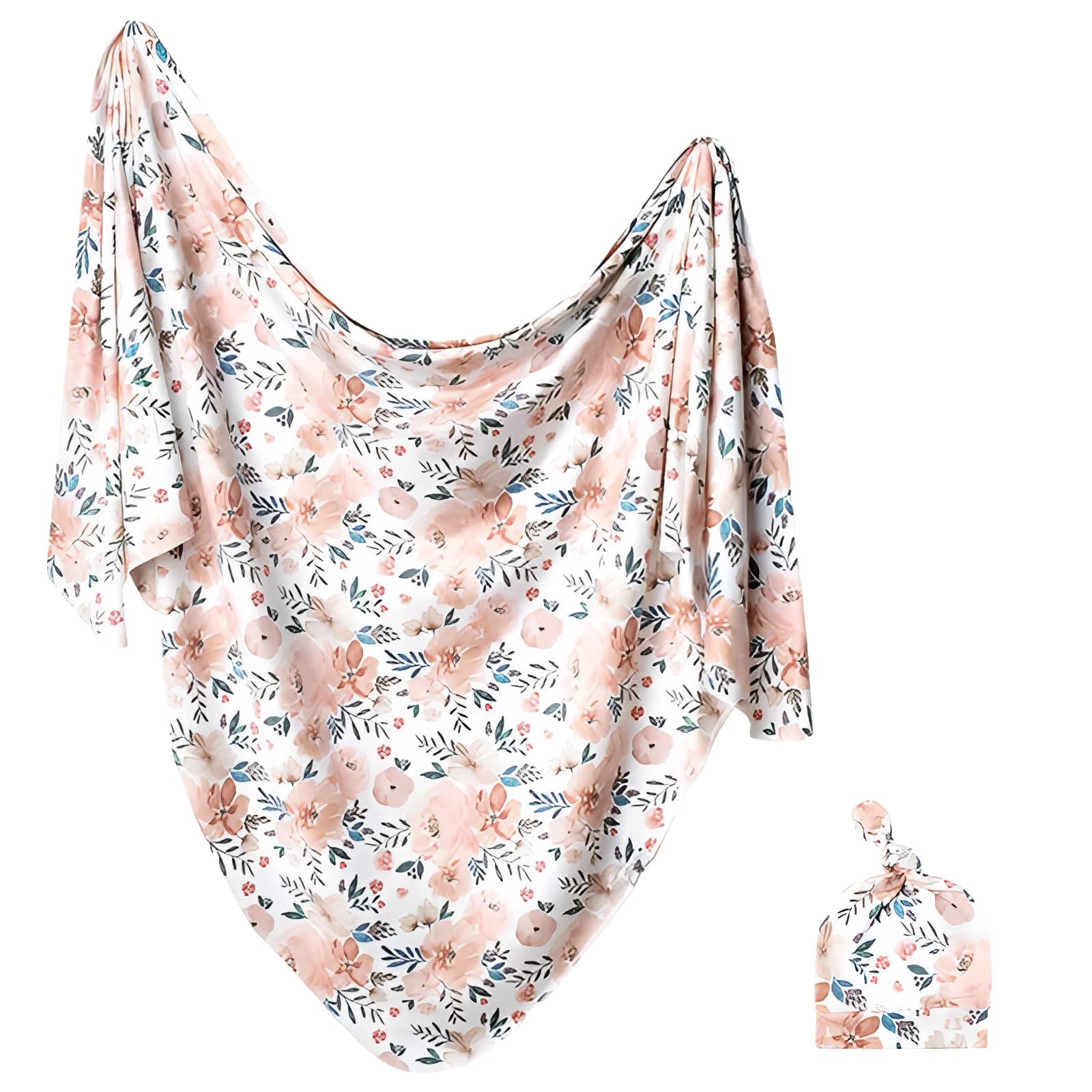 BeauentyBaby Swaddle Receiving Blanke, Soft Cotton Swaddle Blankets For Boys And Girls, Stretchy Swaddle Blankets, Swaddle And Hat Set,32 * 32 Inches