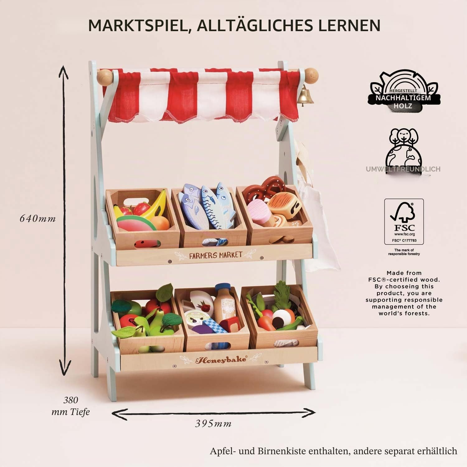 Le Toy Van – Honeybee Market Spielzeugladen aus Holz | Supermarkt-Rollenspiel Lebensmittelladen, TV181