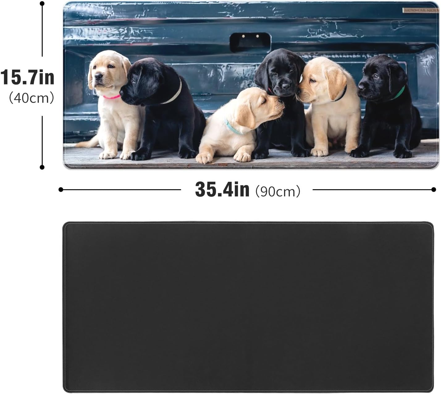 FCZ Large Gaming Mouse Pad 35.4''x15.7'' Cute Dogs Labrador Puppies Extended Non-Slip Soft Rubber Mousepad Desk Mat for Desktop Office Stitched Edges Waterproof Keyboard Mat for Computer Laptop