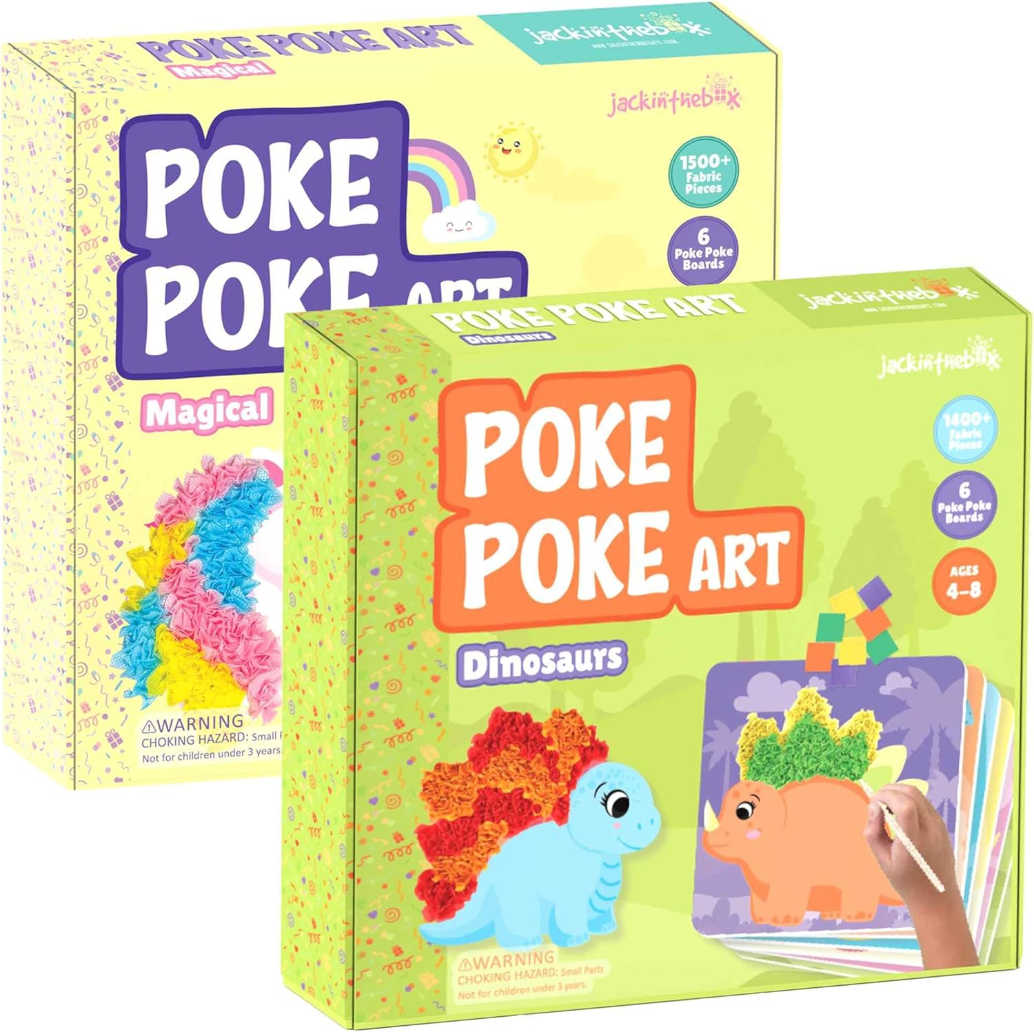 jackinthebox Poke Poke Art - Magical Unicorn & Dino Themes, Mess-Free Sewing Art for Kids & Teens, Toys for Girls & Boys Ages 4-8, Great Gift, DIY Creative Activity