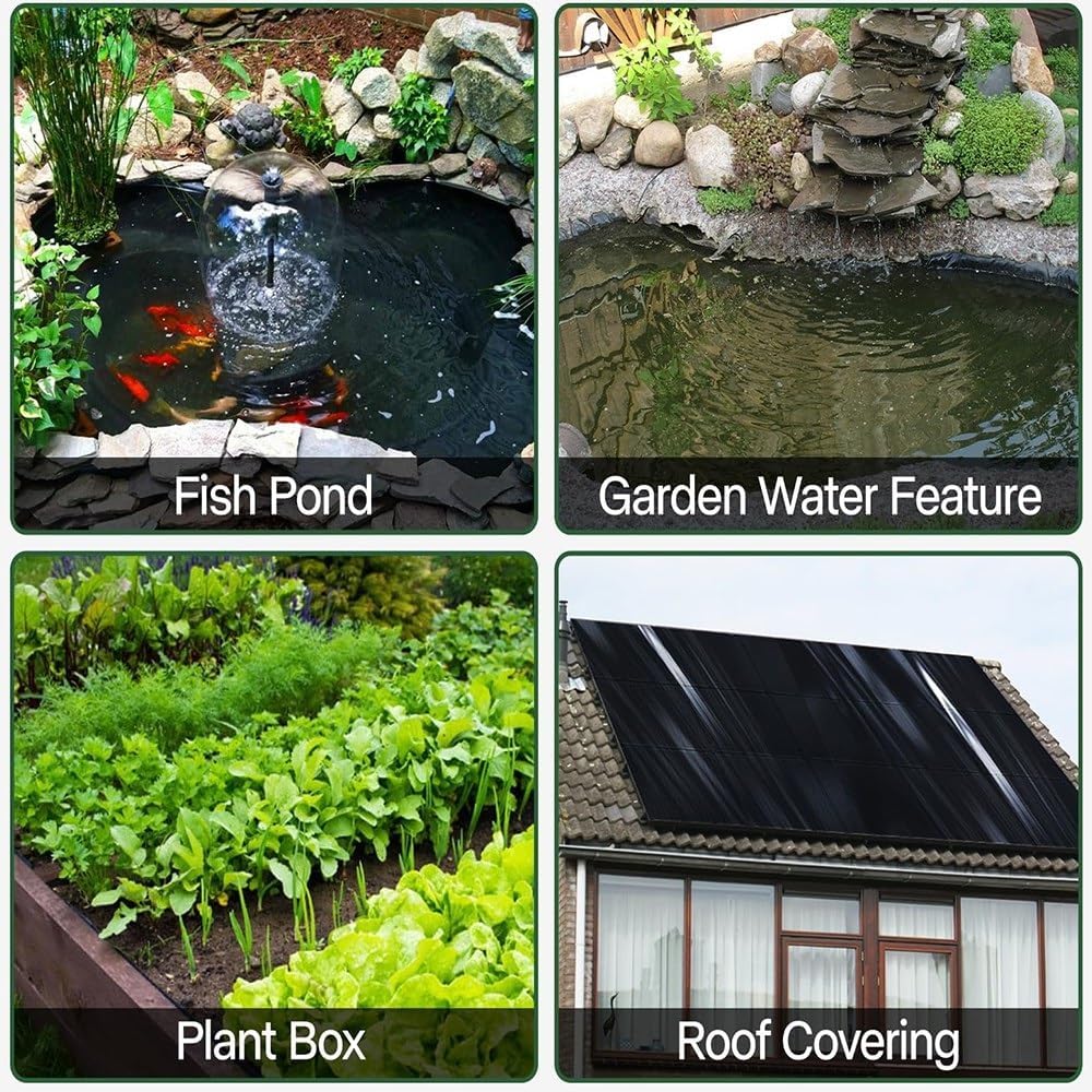 9.8x16.4 19.7x29.5 26.2x39.3ft Pond Liner Impermeable Pond Liners Membrane Heavy Duty Garden Tarpaulin HDPE Sealing Film for Outdoor Ponds Fish or Koi Pond, Streams Fountains Lining(3x12.0m (9.8x39.3f